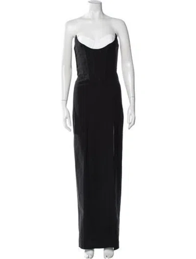 Pre-owned Michael Costello X Revolve Strapless Long Dress In Black