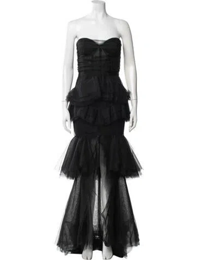 Pre-owned Michael Costello X Revolve Strapless Long Dress In Black