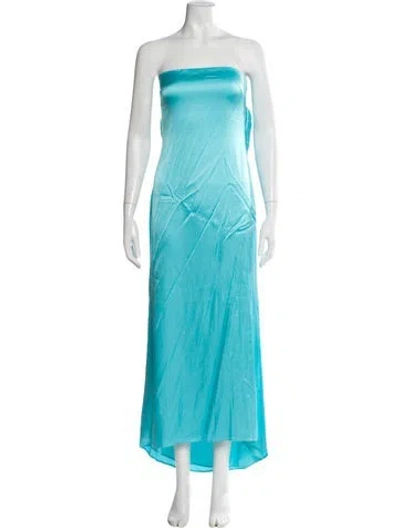 Pre-owned Michael Costello X Revolve Strapless Long Dress In Blue