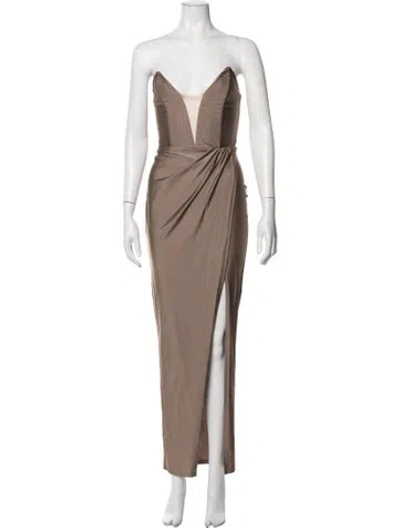 Pre-owned Michael Costello X Revolve Strapless Long Dress In Neutrals