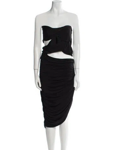 Pre-owned Michael Costello X Revolve Strapless Midi Length Dress In Black