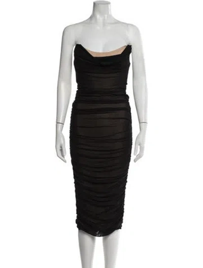 Pre-owned Michael Costello X Revolve Strapless Midi Length Dress In Black