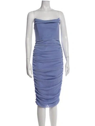 Pre-owned Michael Costello X Revolve Strapless Midi Length Dress In Blue