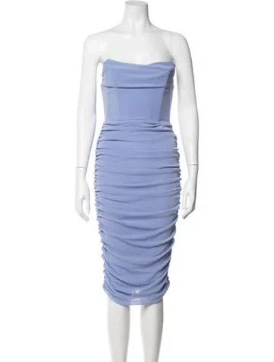 Pre-owned Michael Costello X Revolve Strapless Midi Length Dress In Blue