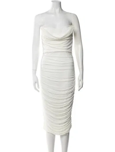 Pre-owned Michael Costello X Revolve Strapless Midi Length Dress In Neutrals
