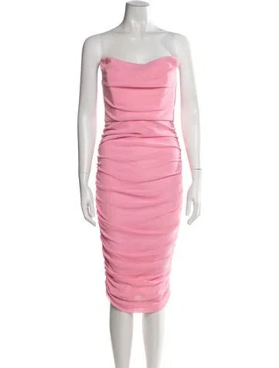 Pre-owned Michael Costello X Revolve Strapless Midi Length Dress In Pink