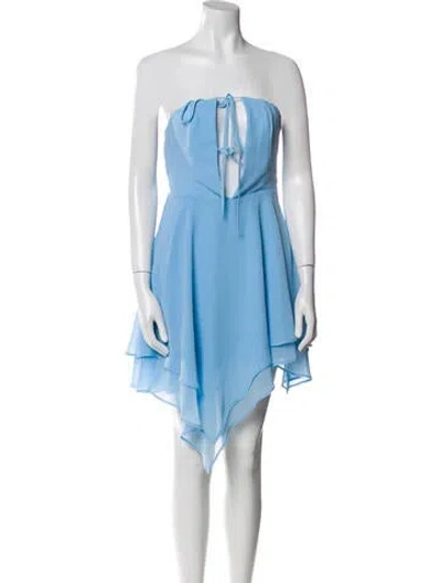 Pre-owned Michael Costello X Revolve Strapless Mini Dress In Blue