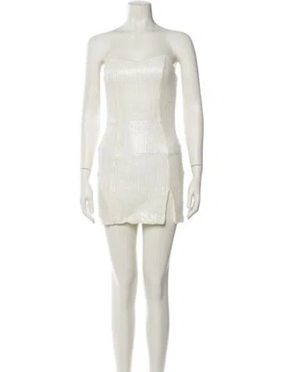 Pre-owned Michael Costello X Revolve Strapless Mini Dress In Neutral