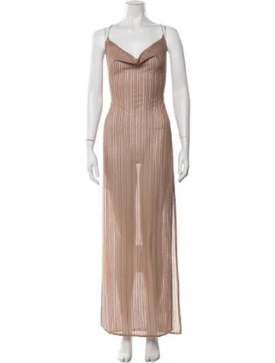 Pre-owned Michael Costello X Revolve Striped Long Dress In Neutrals