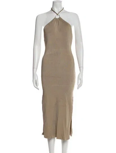 Pre-owned Michael Costello X Revolve Striped Midi Length Dress In Neutral