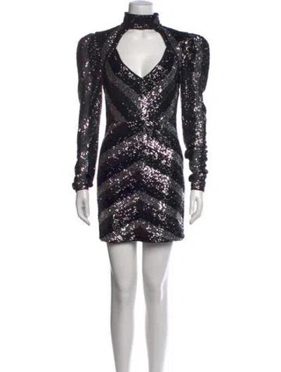 Pre-owned Michael Costello X Revolve Striped Mini Dress In Silver