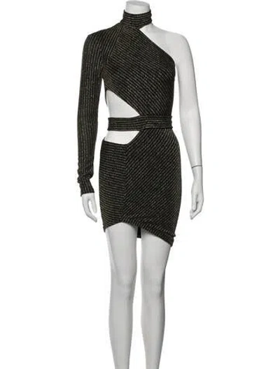 Pre-owned Michael Costello X Revolve Striped Mini Dress W/ Tags In Black/metallic