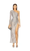 Michael Costello X Revolve Terri Gown In Metallic Silver