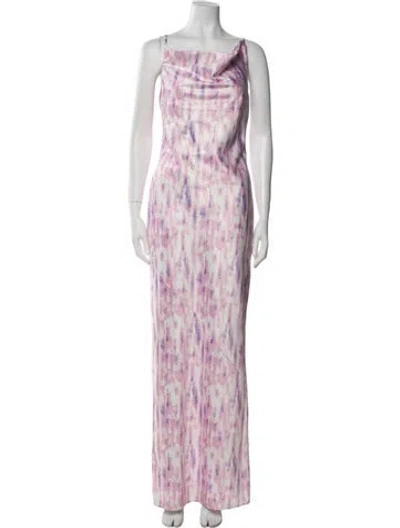 Pre-owned Michael Costello X Revolve Tie-dye Print Long Dress In Pink