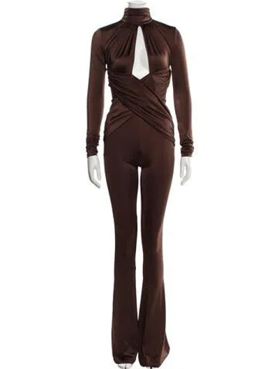 Pre-owned Michael Costello X Revolve Turtleneck Jumpsuit In Brown