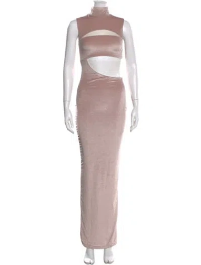 Pre-owned Michael Costello X Revolve Turtleneck Long Dress In Pink