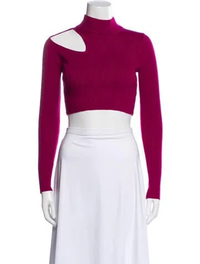 Pre-owned Michael Costello X Revolve Turtleneck Long Sleeve Crop Top In Purple