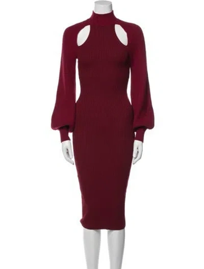 Pre-owned Michael Costello X Revolve Turtleneck Midi Length Dress In Burgundy