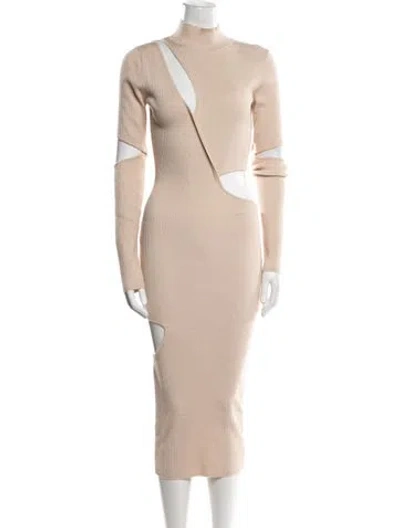Pre-owned Michael Costello X Revolve Turtleneck Midi Length Dress In Neutral