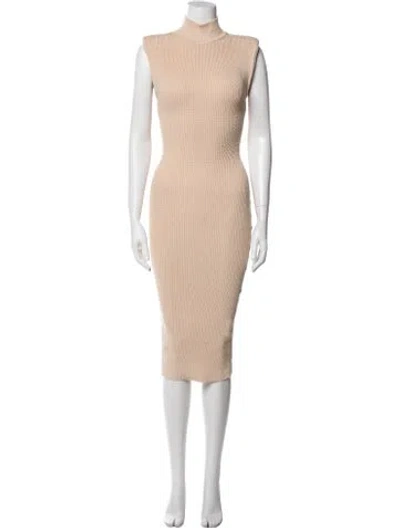 Pre-owned Michael Costello X Revolve Turtleneck Midi Length Dress In Neutral