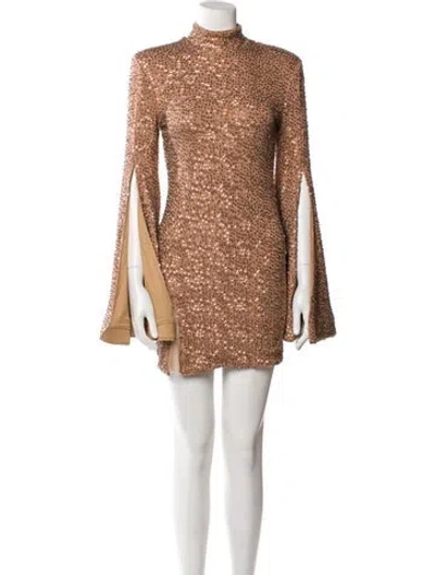 Pre-owned Michael Costello X Revolve Turtleneck Mini Dress In Neutral