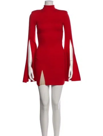 Pre-owned Michael Costello X Revolve Turtleneck Mini Dress In Red