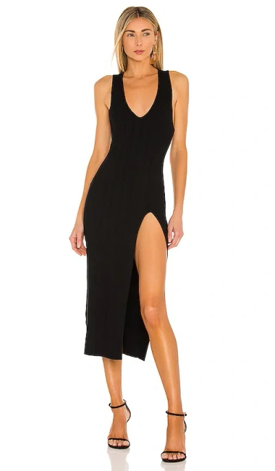 Michael Costello X Revolve Variegated Rib Bodycon Dress In Black
