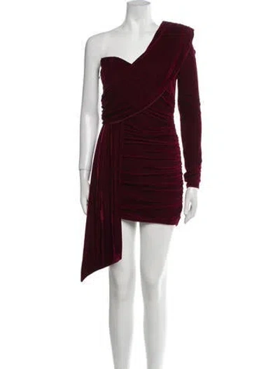 Pre-owned Michael Costello X Revolve Velvet Mini Dress In Burgundy