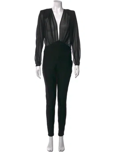 Pre-owned Michael Costello X Revolve V-neck Jumpsuit In Black