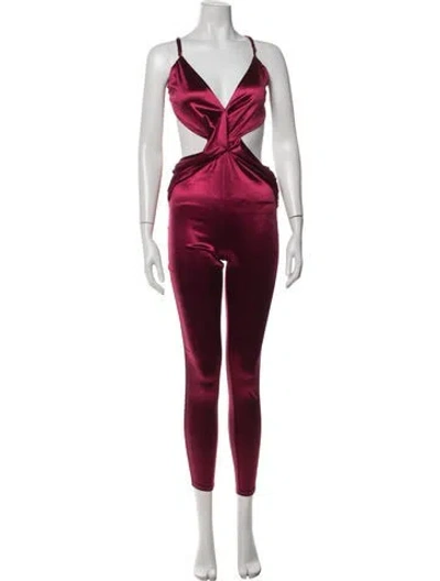 Pre-owned Michael Costello X Revolve V-neck Jumpsuit W/ Tags In Red