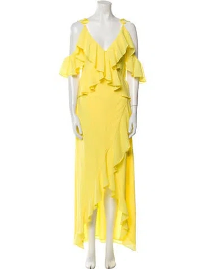 Pre-owned Michael Costello X Revolve V-neck Knee-length Dress In Yellow