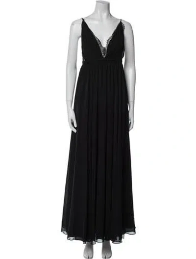 Pre-owned Michael Costello X Revolve V-neck Long Dress In Black