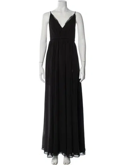 Pre-owned Michael Costello X Revolve V-neck Long Dress In Black