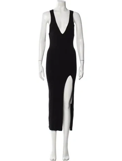 Pre-owned Michael Costello X Revolve V-neck Long Dress In Black