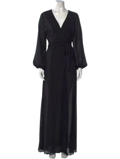 Pre-owned Michael Costello X Revolve V-neck Long Dress In Black