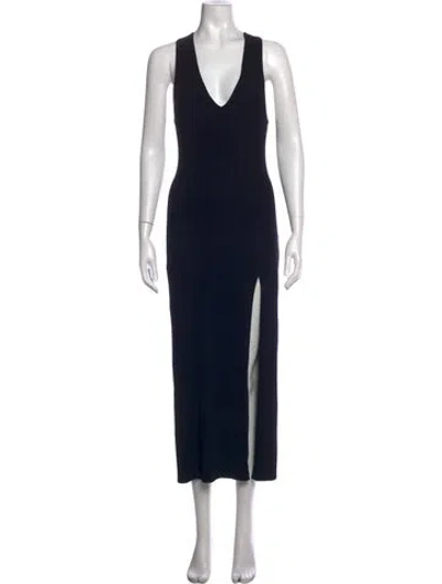 Pre-owned Michael Costello X Revolve V-neck Long Dress In Black