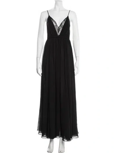 Pre-owned Michael Costello X Revolve V-neck Long Dress In Black
