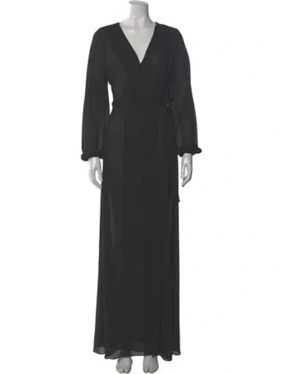 Pre-owned Michael Costello X Revolve V-neck Long Dress In Gray