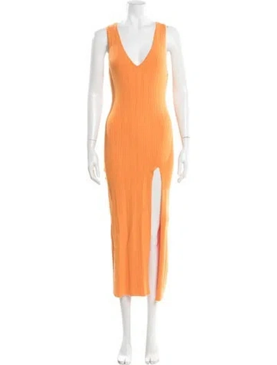 Pre-owned Michael Costello X Revolve V-neck Long Dress In Orange