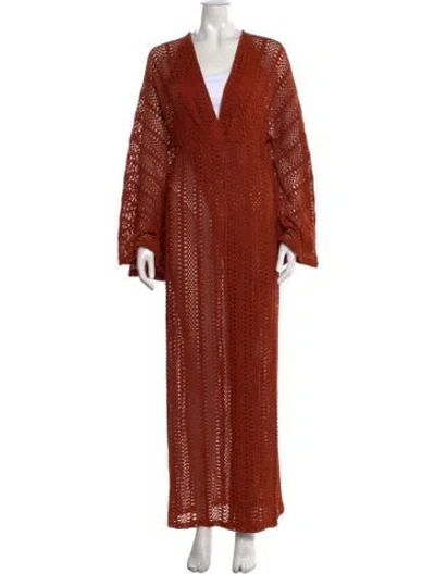 Pre-owned Michael Costello X Revolve V-neck Long Dress In Orange