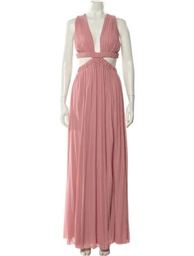 Pre-owned Michael Costello X Revolve V-neck Long Dress In Pink