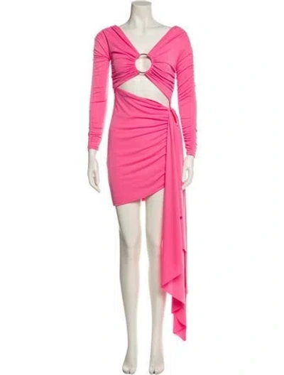 Pre-owned Michael Costello X Revolve V-neck Long Dress In Pink