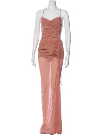Pre-owned Michael Costello X Revolve V-neck Long Dress In Pink