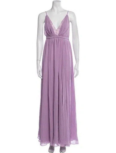 Pre-owned Michael Costello X Revolve V-neck Long Dress In Purple
