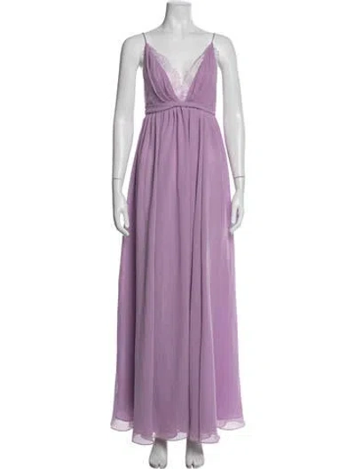 Pre-owned Michael Costello X Revolve V-neck Long Dress In Purple