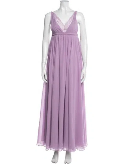 Pre-owned Michael Costello X Revolve V-neck Long Dress In Purple