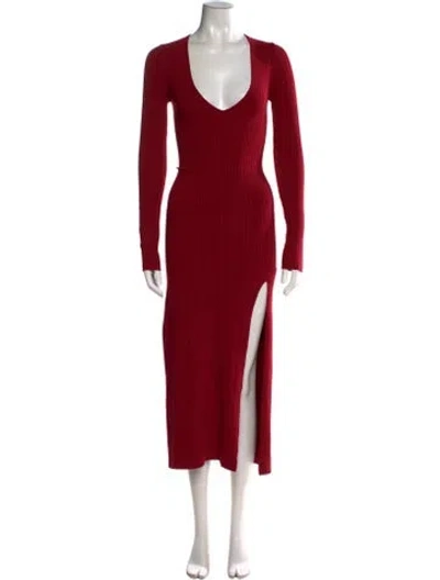 Pre-owned Michael Costello X Revolve V-neck Long Dress In Red