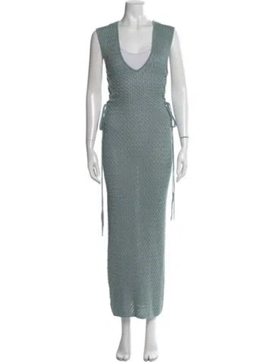 Pre-owned Michael Costello X Revolve V-neck Long Dress W/ Tags In Blue