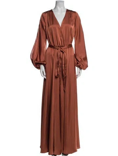 Pre-owned Michael Costello X Revolve V-neck Long Dress W/ Tags In Brown