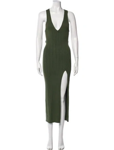 Pre-owned Michael Costello X Revolve V-neck Long Dress W/ Tags In Green